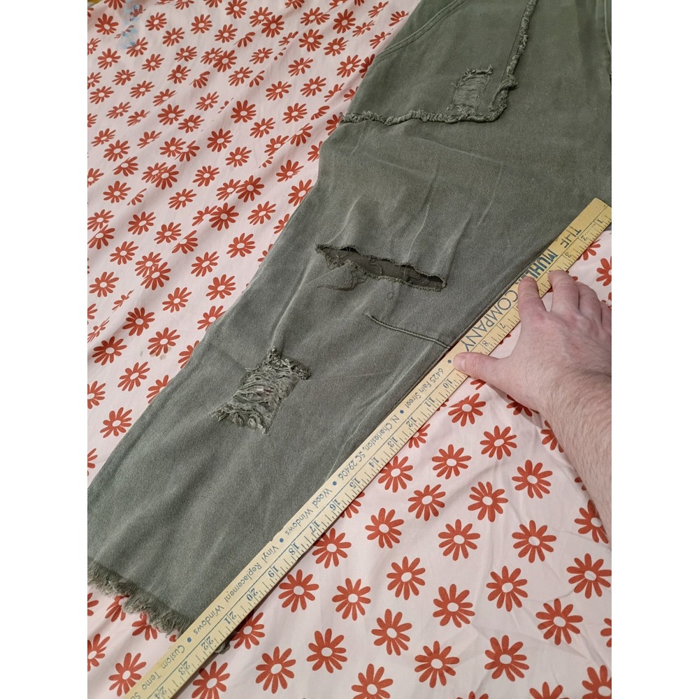 POL Distressed Drop Crotch Jeans Washed Boho Western Chic Frayed Wide Leg Large - Picture 8 of 8